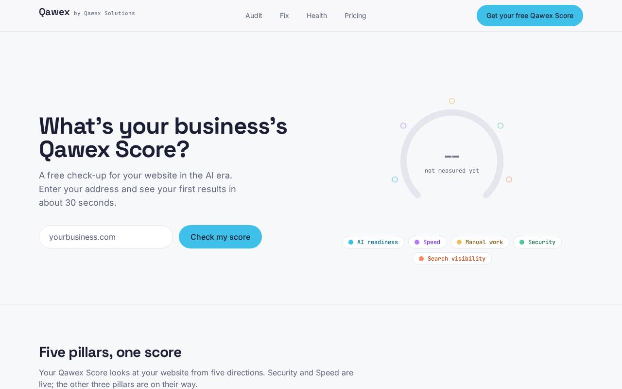 Qawex website homepage