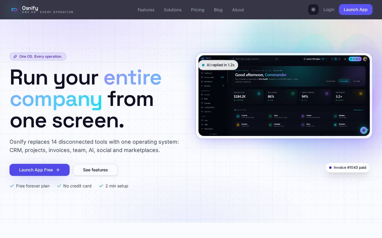 Osnify website homepage